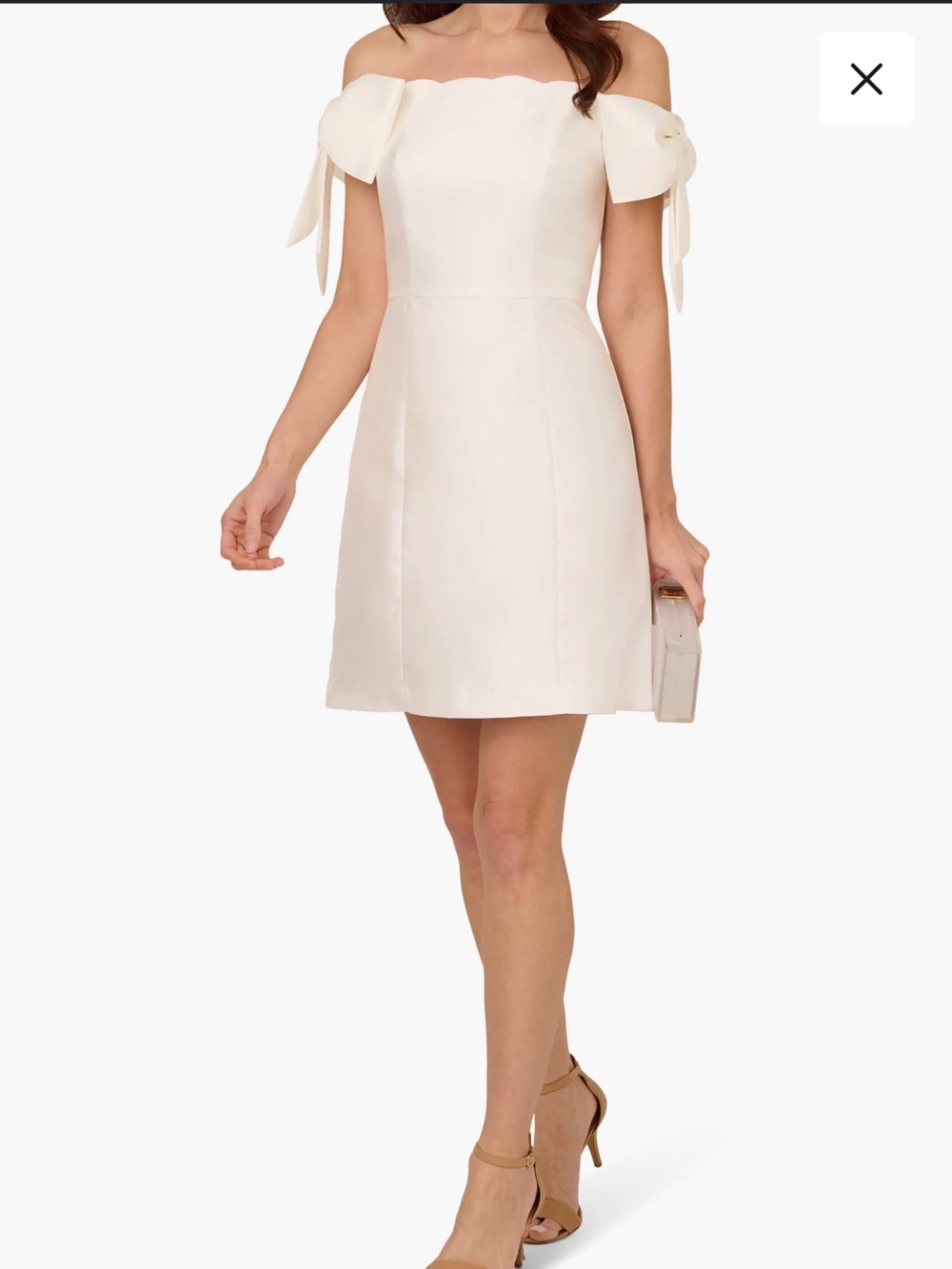 Adrianna Papell Off-Shoulder Ivory Cocktail Dress